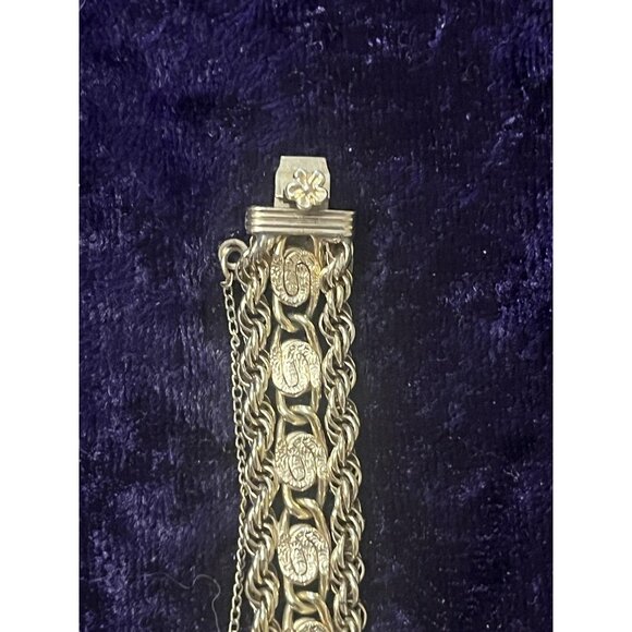 Winard 12K GF Gold Filled Yellow Double Rope Chain Bracelet Medallion 7” 18g - Picture 11 of 12